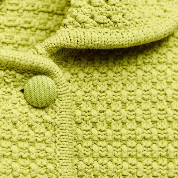 NWT ZARA CHUNKY KNIT PETER PAN COLLAR CARDIGAN LIME GREEN - Picture 5 of 7